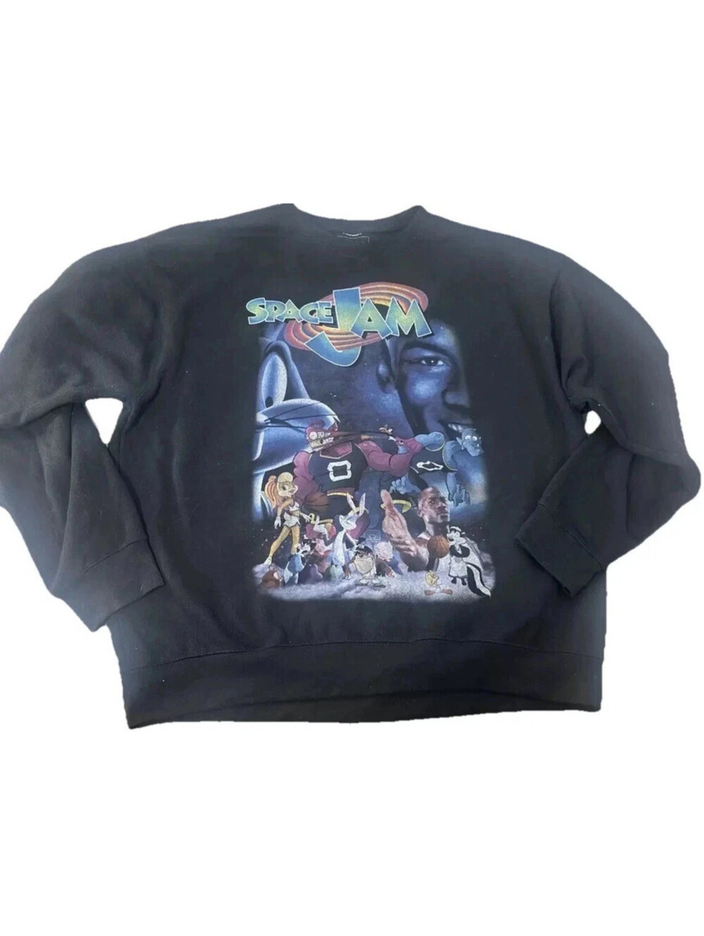 Vintage 1996 Space Jam Crewneck Sweatshirt XXL Black Warner Bros Michael Jordan